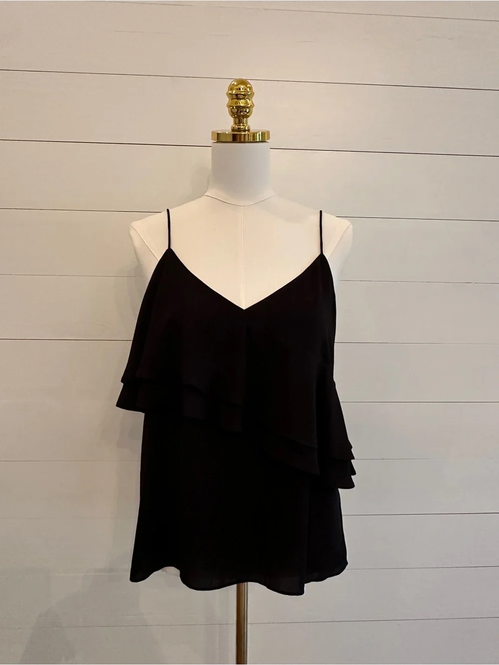 J Crew Black Ruffle Camisole Top